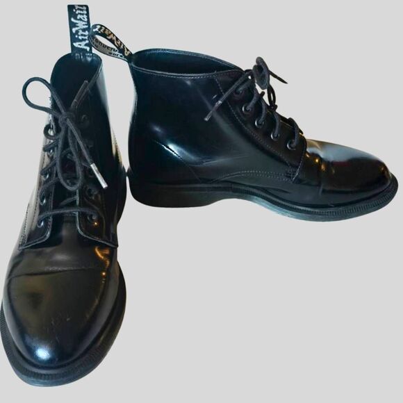 Dr. Martens Shoes - Dr. Martens Emmeline Black Patent Leather Women’s Combat Boots Size 8